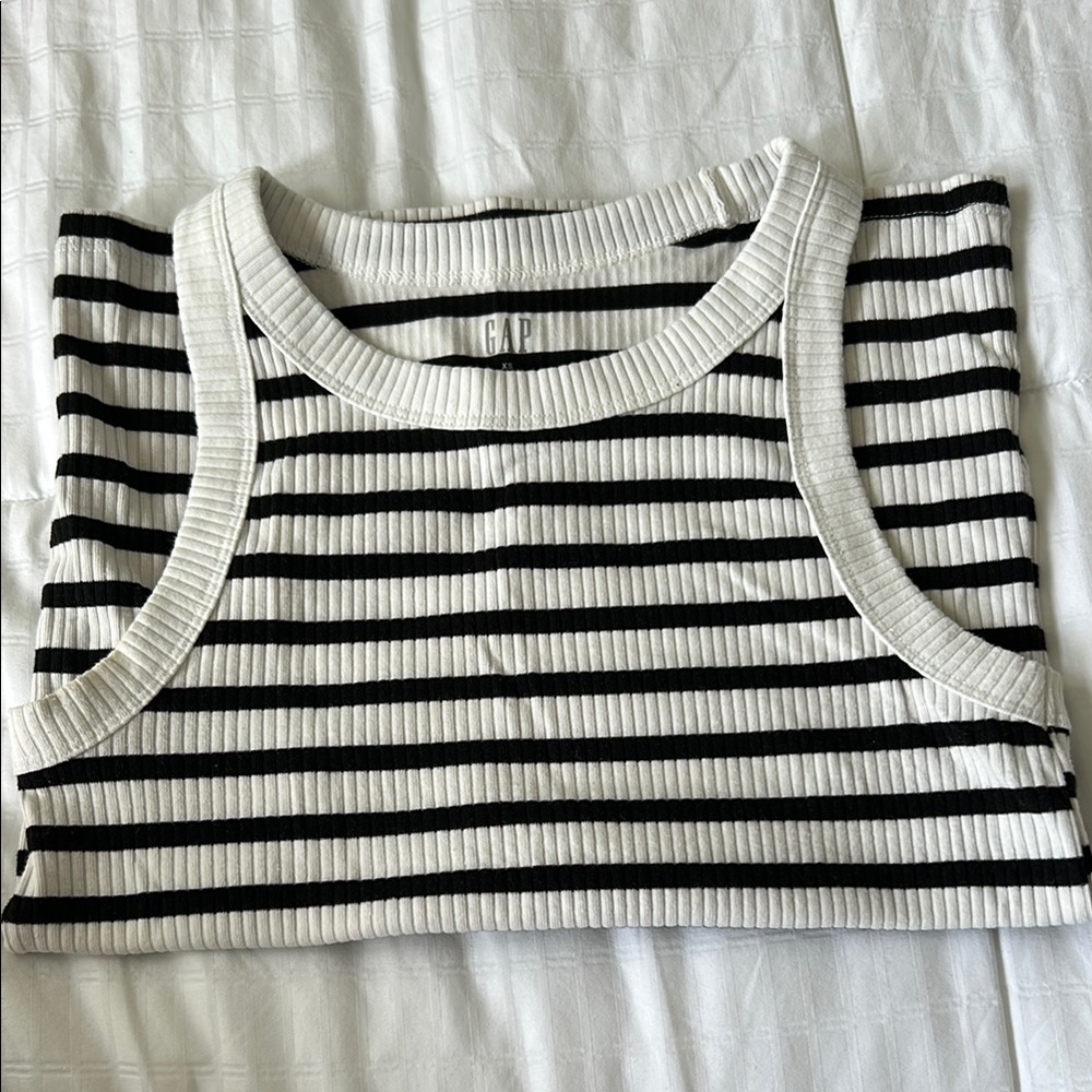GAP Black and White Striped Tank Top